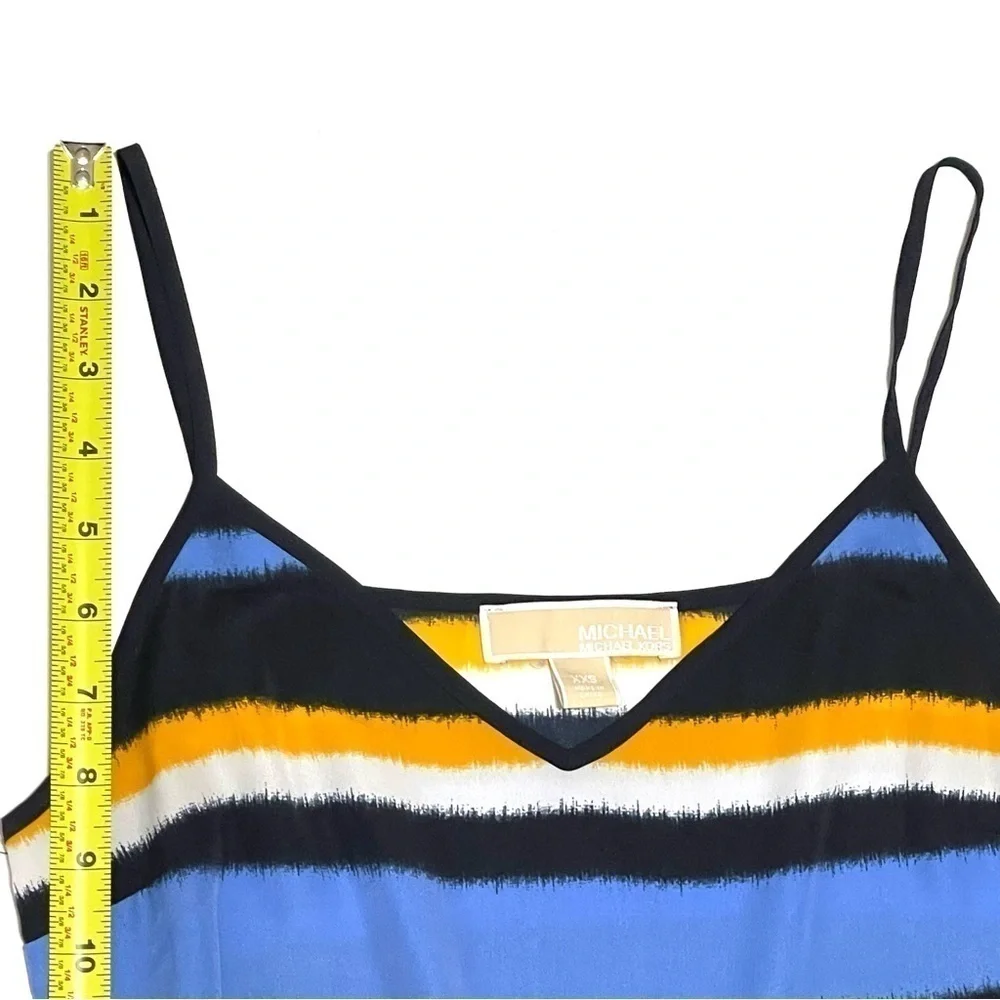 Michael Kors Woman Black Blue Striped Maxi Long Dress Size XXS